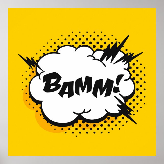 Pop-Art-Sprechblase zeichnend mit Text. Cartoon Poster (Vorne)