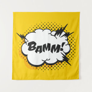 Pop-Art-Sprechblase zeichnend mit Text. Cartoon Wandteppich
