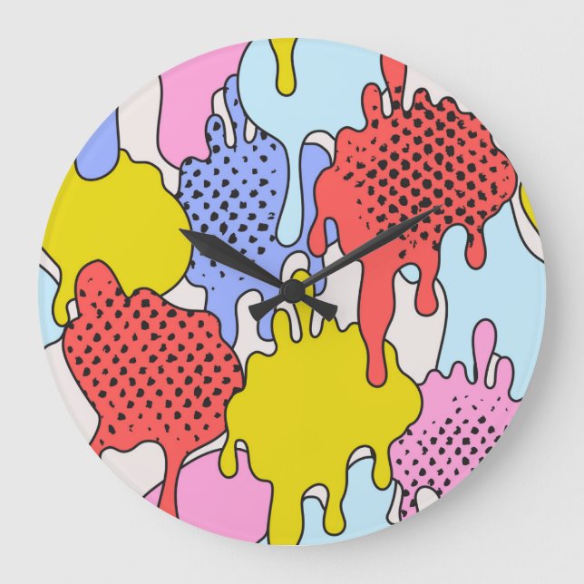 Pop Art Spritzer: Comic Drama Große Wanduhr (Vorderseite)