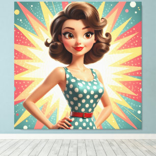 Pop Art Star - 3D Vintager Cartoon Leinwanddruck