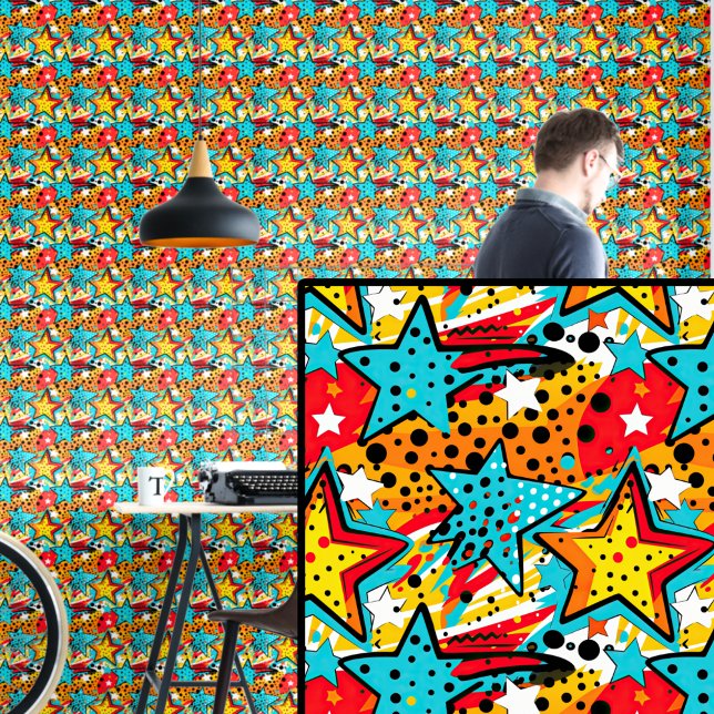 Pop Art Stars Aqua Tapete (Von Creator hochgeladen)