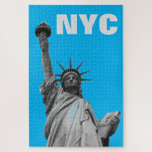 Pop Art Statue of Liberty Blue New York City Puzzle