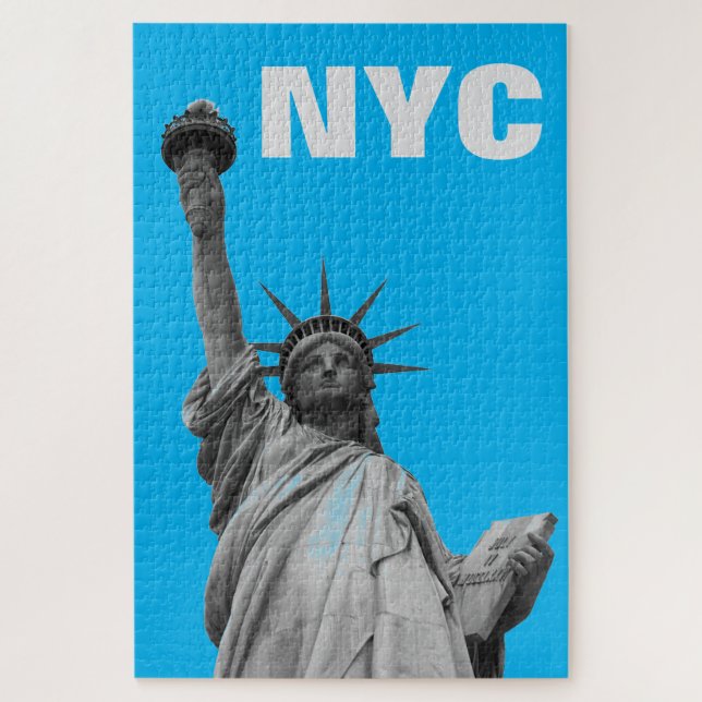 Pop Art Statue of Liberty Blue New York City Puzzle (Vertikal)