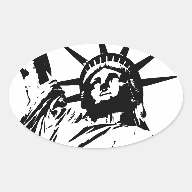 Pop Art Statue of Liberty Ovaler Aufkleber (Vorderseite)