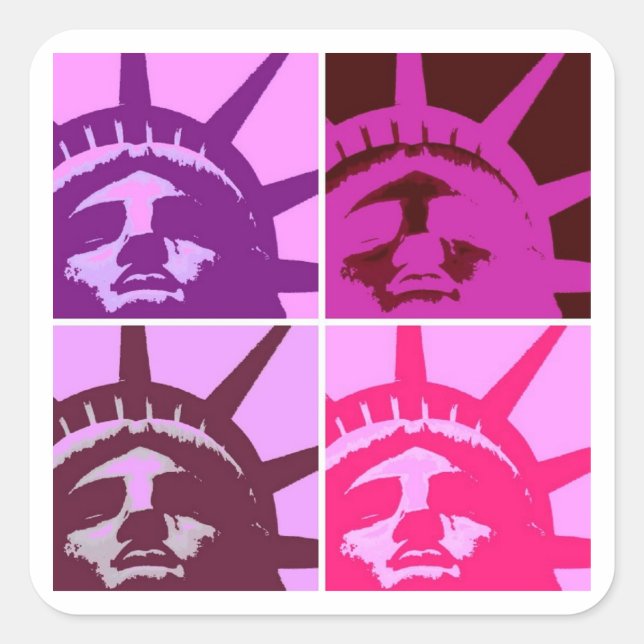 Pop Art Statue of Liberty Quadratischer Aufkleber (Vorderseite)
