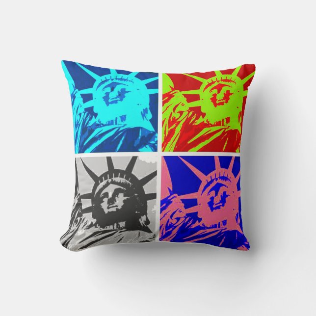 Pop Art Statue of Liberty Throw Kissen (Vorderseite)