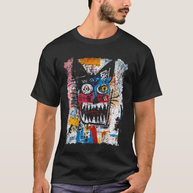 Pop-Art-Stil-Katze 90er Graffiti T-Shirt (Vorderseite)