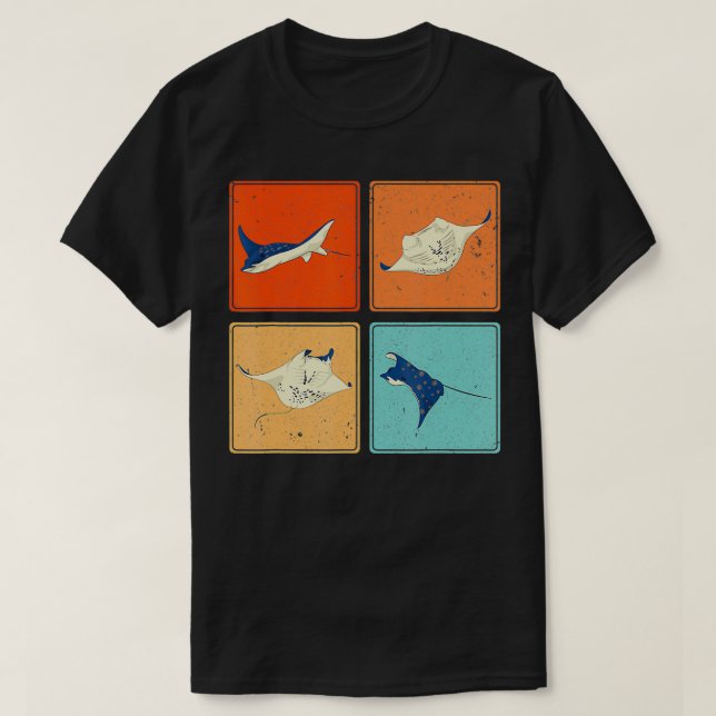 Pop Art Stingray Aquarium Animal Scuba Diver Ocean T-Shirt (Design vorne)