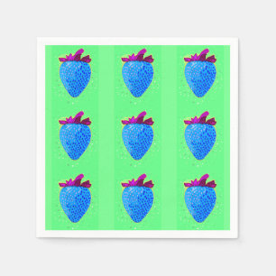 Pop Art Strawberry Blue Pattern Serviette