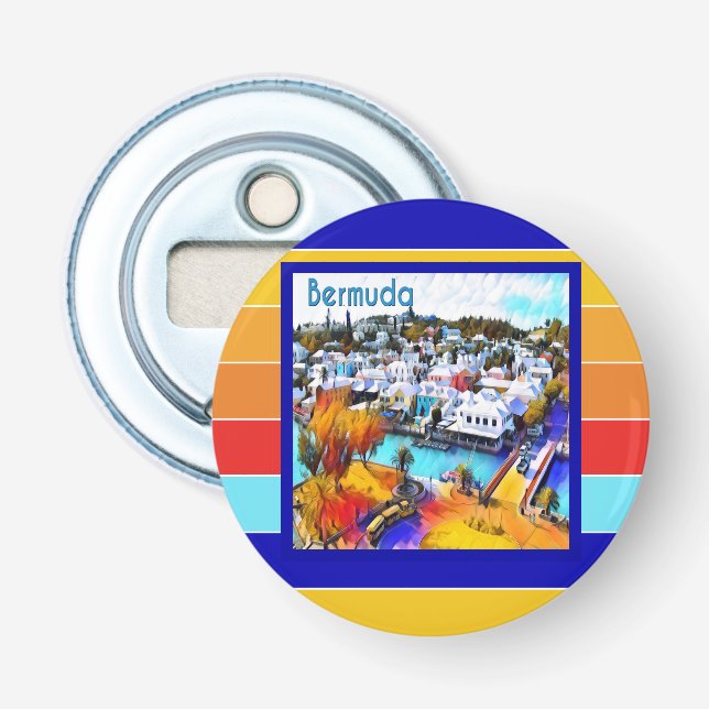 Pop Art Stripes Bermuda Flaschenöffner (Vorderseite)