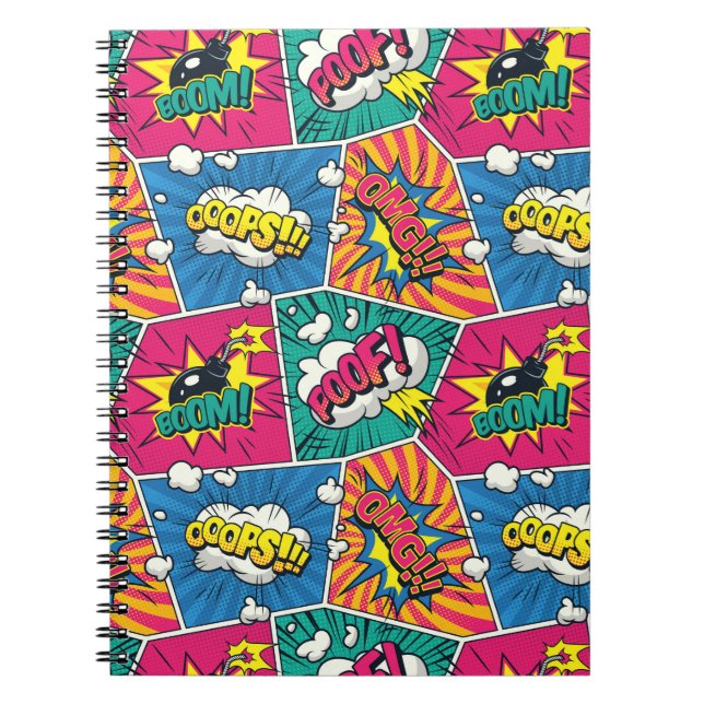 Pop Art Style - farbenfrohe Retro-Comic-Explosione Notizblock (Vorderseite)