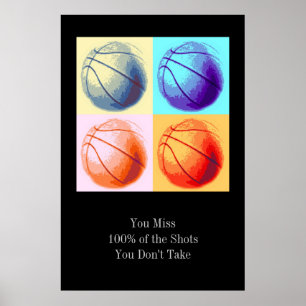 Pop Art Style Motivierend Zitat Basketball Poster