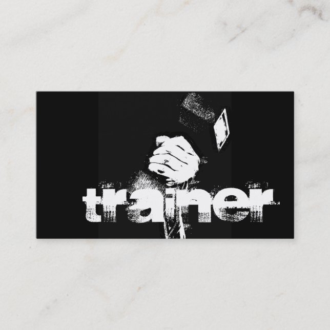 Pop Art Style Personal Trainer Black Business Card Visitenkarte (Vorderseite)