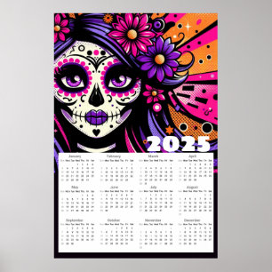 Pop Art Sugar Skull 2025 Kalender Poster