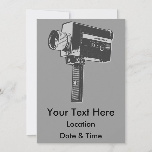 Pop Art Super 8 Filmkamera Einladung (Vorderseite)