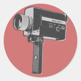 Pop Art Super 8 Filmkamera Runder Aufkleber