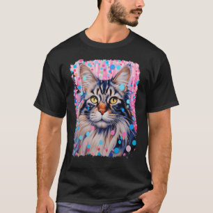 Pop-Art Süße Maine Coon Katze T-Shirt