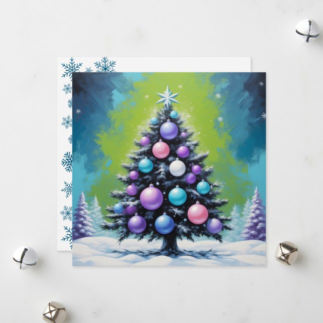 Pop Art Synthwave Weihnachten mit Acid Green Viole (Vorderseite/Rückseite Beispiel)