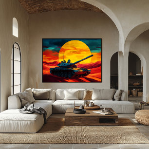 Pop Art Tank Szene Sonnenuntergang - Military Vibe Poster