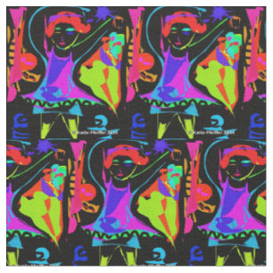 Pop-Art-Tanzmädchen-Stoff Stoff