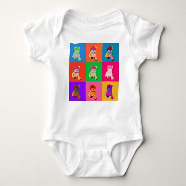Pop Art Teddy Bear Baby Bodysuit Baby Strampler (Vorderseite)