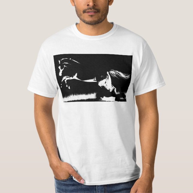 Pop Art Template Mens Curvet Pferd Modernes Weiß T-Shirt (Vorderseite)