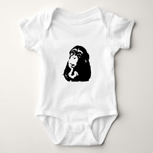 Pop Art Thinking Chimpanzee Baby Strampler (Vorderseite)