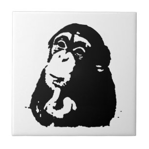 Pop Art Thinking Chimpanzee Fliese