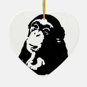 Pop Art Thinking Chimpanzee Keramik Ornament