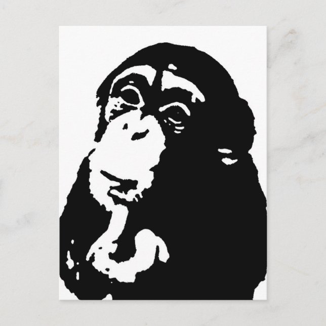 Pop Art Thinking Chimpanzee Postkarte (Vorderseite)