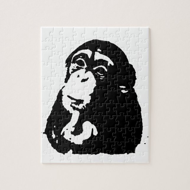 Pop Art Thinking Chimpanzee Puzzle (Vertikal)