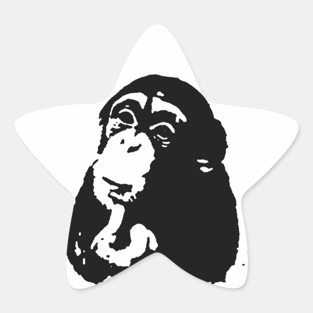 Pop Art Thinking Chimpanzee Stern-Aufkleber (Vorderseite)