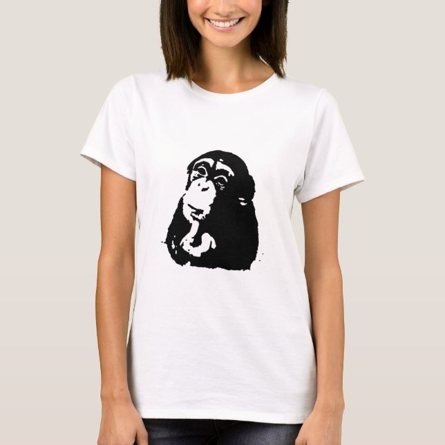 Pop Art Thinking Chimpanzee T-Shirt (Vorderseite)