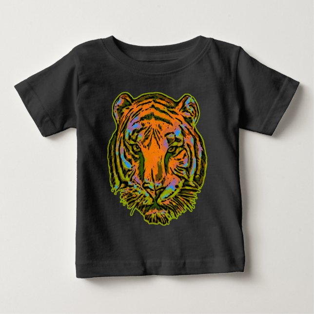 Pop Art TIGER HEAD + Ihr Backgr. Ideen Baby T-shirt (Vorderseite)