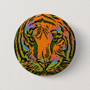 Pop Art TIGER HEAD + Ihr Backgr. Ideen Button