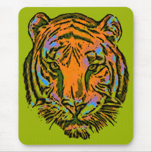 Pop Art TIGER HEAD + Ihr Backgr. Ideen Mousepad