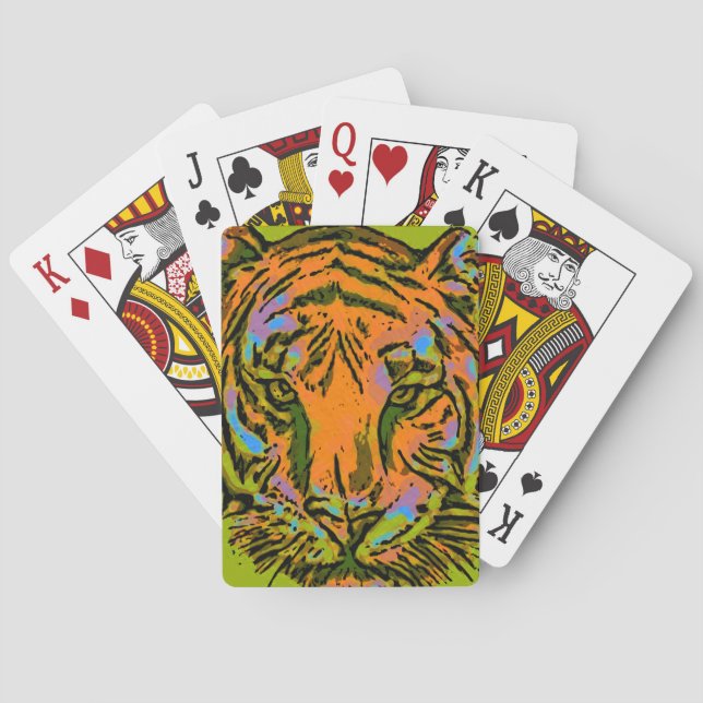Pop Art TIGER HEAD + Ihr Backgr. Ideen Spielkarten (Rückseite)