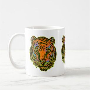 Pop Art TIGER HEAD + Ihr Backgr. Ideen Tasse