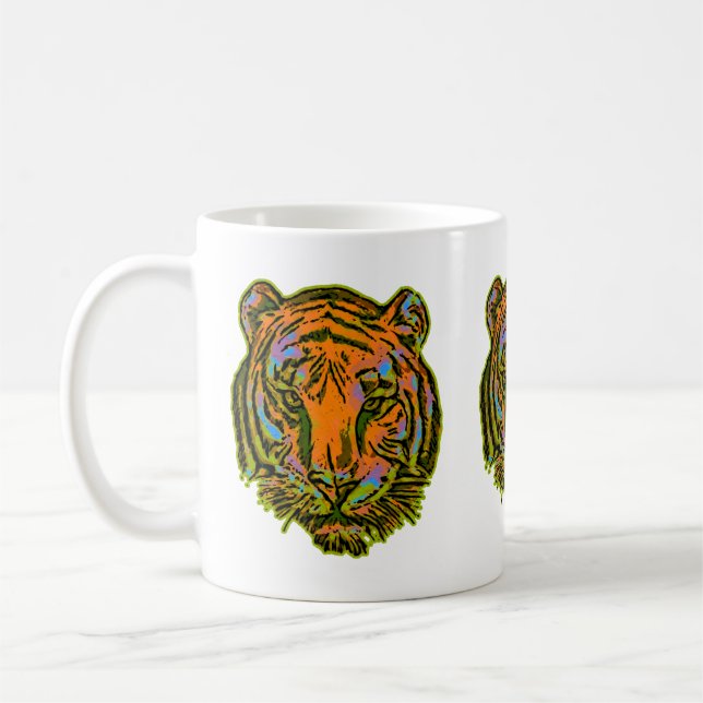 Pop Art TIGER HEAD + Ihr Backgr. Ideen Tasse (Links)