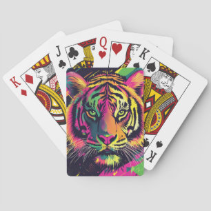 Pop Art Tiger Illustration mit Neon Colors Spielkarten