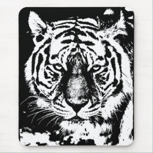 Pop Art Tiger Kopf Schwarzweiß Vorlage Mousepad