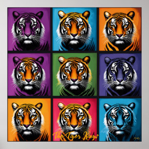 Pop-Art-Tiger-Raster-Bold-Wandkunst Poster