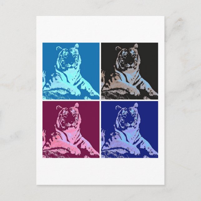 Pop Art Tigers Postkarte (Vorderseite)