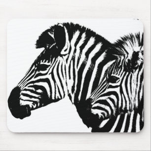 Pop Art Trendy Template Zebras Tiere Schwarz-weiß Mousepad