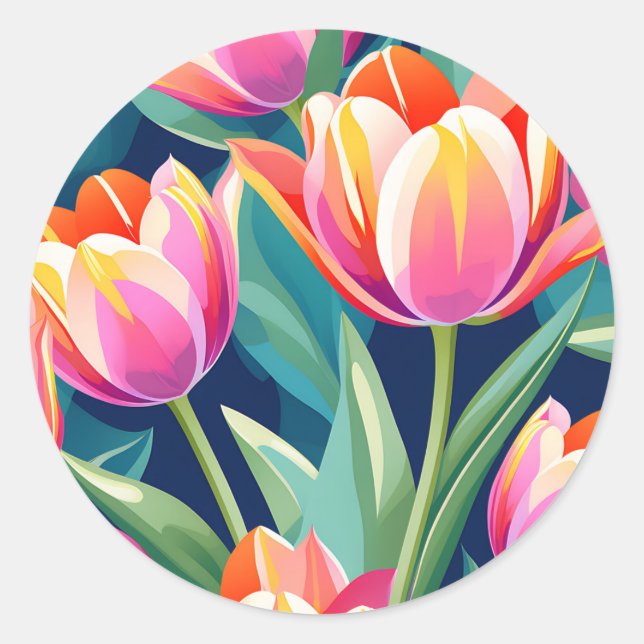 Pop Art Tulip Runder Aufkleber (Vorderseite)