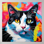 Pop Art Tuxedo Cat Poster<br><div class="desc">Eine Sammlung ausdrucksstarker Pop-Kunstkatzen</div>