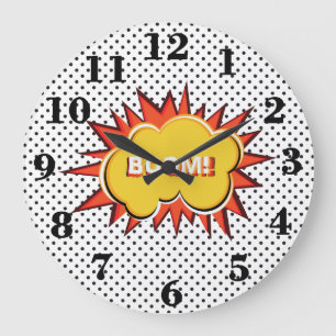 Pop-Art-Typografie im Retro-Stil Große Wanduhr