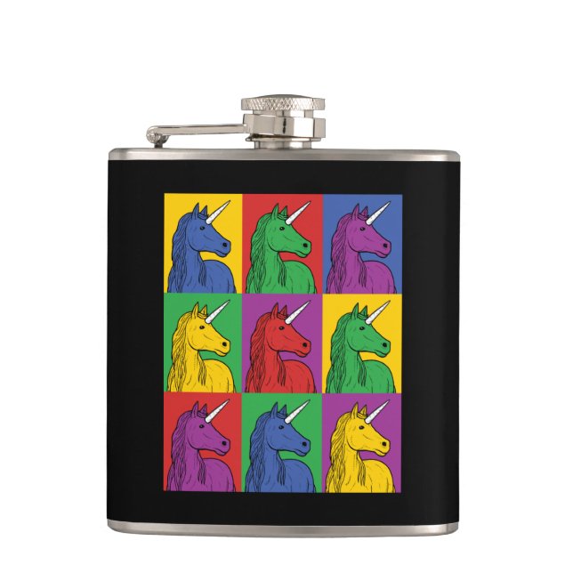 Pop Art Unicorn Flachmann (Vorderseite)
