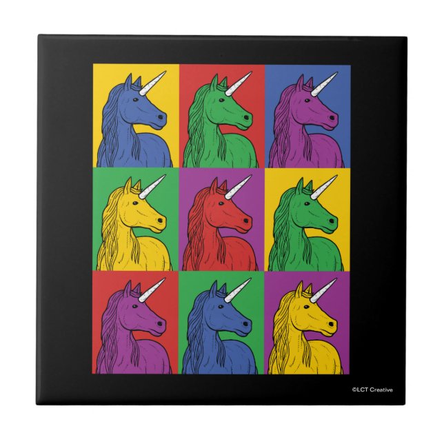 Pop Art Unicorn Fliese (Vorderseite)