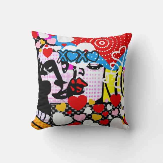 Pop Art Valentine Kissen (Vorderseite)